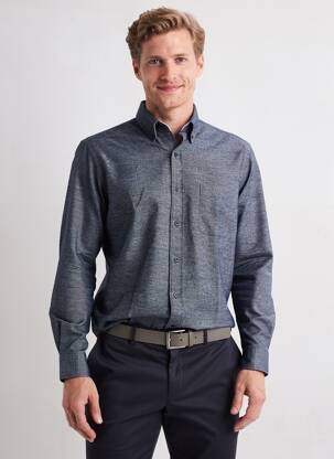 Chemise manches longues poches bleu DANIEL HECHTER homme