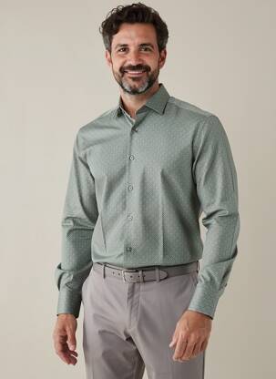 Chemise manches longues coupe cintrée vert OLYMP homme
