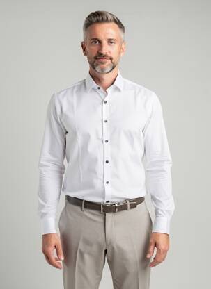 Chemise manches longues coupe cintrée blanc OLYMP homme