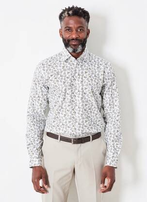 Chemise manches longues coupe cintrée marron OLYMP homme