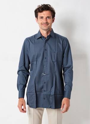 Chemise manches longues imprimé fantaisie bleu OLYMP homme