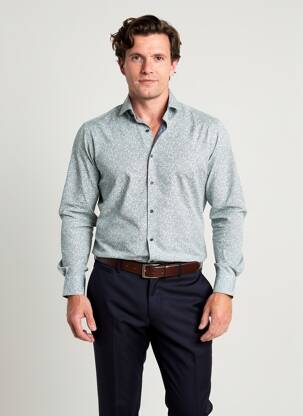 Chemise manches longues coupe cintrée vert OLYMP homme