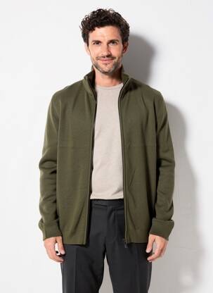 Gilet manches longues maille fine vert HECHTER STUDIO homme