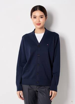 Gilet manches longues fermeture boutonnée sur le devant bleu TOMMY HILFIGER femme