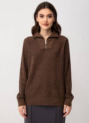 Pull coupe droite manches longues marron TOMMY HILFIGER femme
