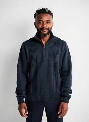 Pull maille tricot manches longues bleu DELAHAYE homme