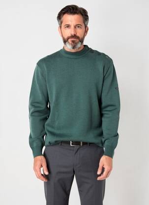 Pull col rond manches longues vert SAINT JAMES homme
