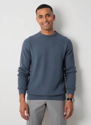 Pull col rond manches longues bleu HECHTER STUDIO homme