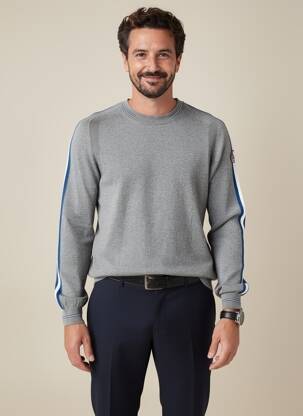 Pull col rond manches longues gris DELAHAYE homme