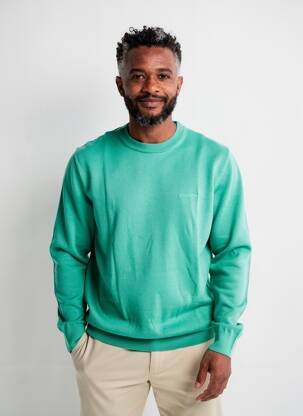 Pull col rond manches longues vert HECHTER STUDIO homme