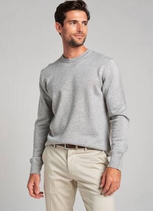 Pull col rond manches longues gris DIGEL homme
