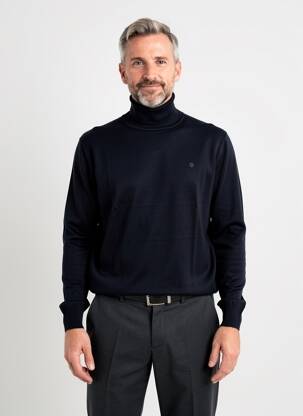 Pull col roulé coupe cintrée manches longues noir COFOX homme