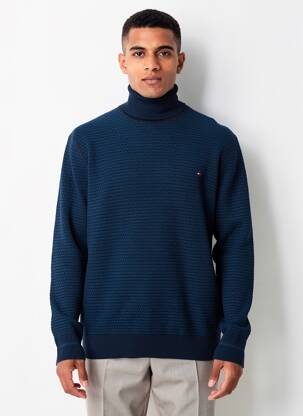 Pull col roulé manches longues manches longues bleu TOMMY HILFIGER homme