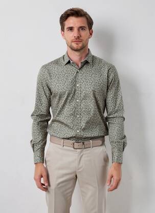 Chemise manches longues imprimé fantaisie vert OLYMP homme