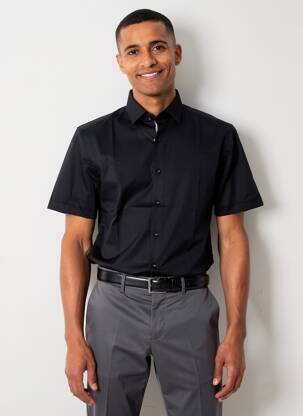 Chemise manches courtes coupe cintrée noir OLYMP homme