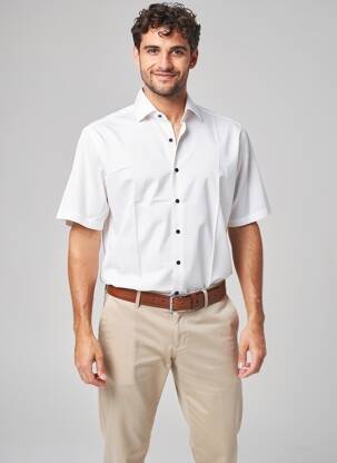 Chemise manches courtes imprimé fantaisie blanc OLYMP homme