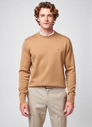 Pull stretch manches longues marron TOMMY HILFIGER homme