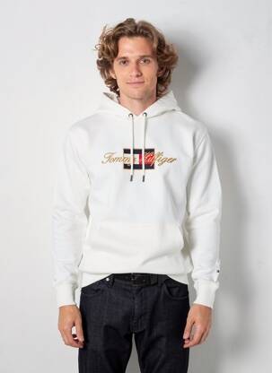 Sweat-shirt à capuche broderie manches longues beige TOMMY HILFIGER homme