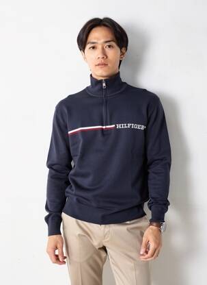 Pull stretch manches longues bleu TOMMY HILFIGER homme