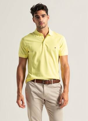Polo stretch manches courtes jaune TOMMY HILFIGER homme