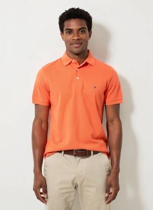 Polo stretch manches courtes orange TOMMY HILFIGER homme