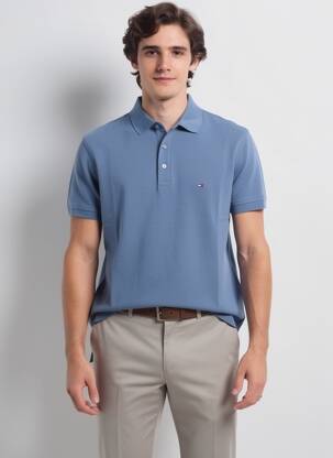 Polo stretch manches courtes bleu fonce TOMMY HILFIGER homme