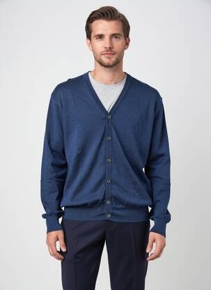 Gilet manches longues col v bleu MASSIMO BONI homme