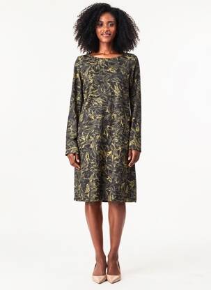 Robe mi-longue imprimé fantaisie manches longues noir AGATHE & LOUISE femme