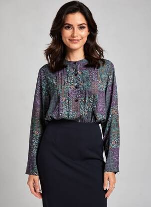 Blouse tissage popeline manches longues noir AGATHE & LOUISE femme