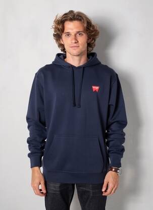 Sweat-shirt à capuche sérigraphie floquée manches longues bleu WRANGLER homme