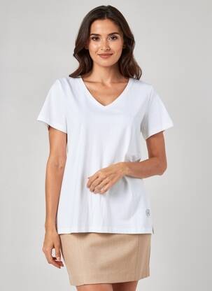T-shirt col v manches courtes blanc NOOS NOOS femme