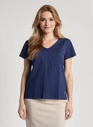 T-shirt col v manches courtes bleu NOOS NOOS femme