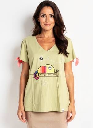 T-shirt col v manches courtes vert NOOS NOOS femme