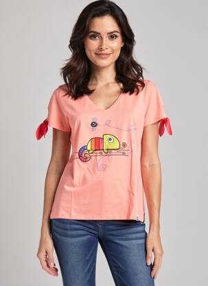 T-shirt col v manches courtes rose NOOS NOOS femme