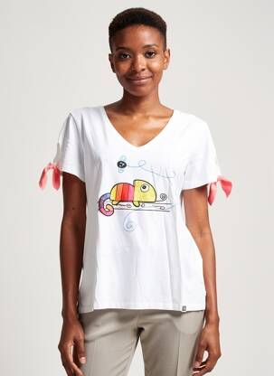 T-shirt col v manches courtes blanc NOOS NOOS femme