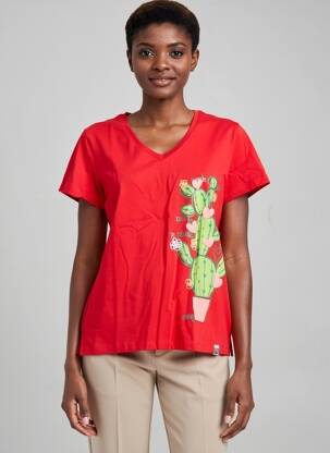 T-shirt sérigraphie floquée manches courtes rouge NOOS NOOS femme
