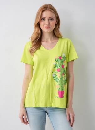 T-shirt sérigraphie floquée manches courtes vert NOOS NOOS femme