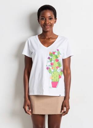 T-shirt sérigraphie floquée manches courtes blanc NOOS NOOS femme