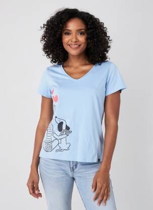 T-shirt sérigraphie floquée manches courtes bleu NOOS NOOS femme