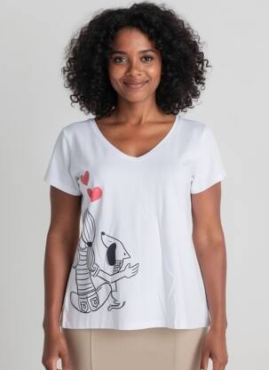 T-shirt sérigraphie floquée manches courtes blanc NOOS NOOS femme