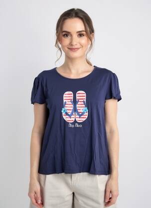 T-shirt stretch manches courtes bleu TRES BOUTONS femme