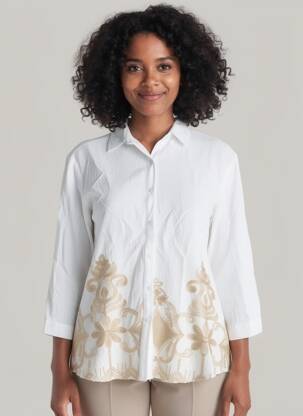 Chemisier manches longues manches longues beige WORLD FASHION femme