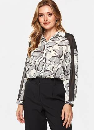 Chemisier imprimé fleurs manches longues noir SPG WOMAN femme
