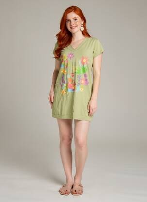Robe courte manches courtes manches courtes vert NOOS NOOS femme