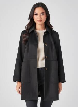 Manteau long coupe droite sans capuche noir SPG WOMAN femme