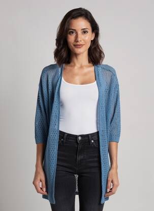 Gilet manches longues manches 3/4 bleu SPG WOMAN femme