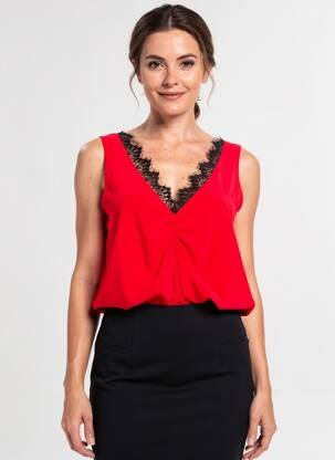 Top stretch sans manche rouge SPG WOMAN femme