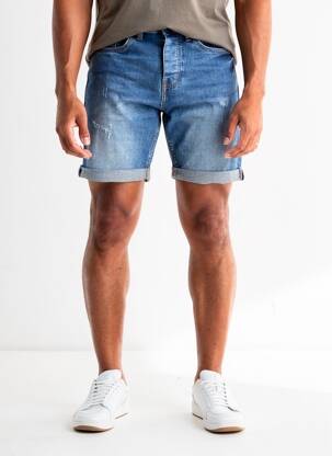 Short fermeture zippée sous rabat boutonné taille normale bleu DEELUXE homme