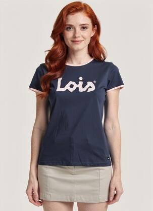 T-shirt sérigraphie manches courtes bleu LOIS femme
