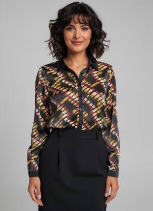 Chemisier coupe cintrée manches longues noir MOLLY BRACKEN femme